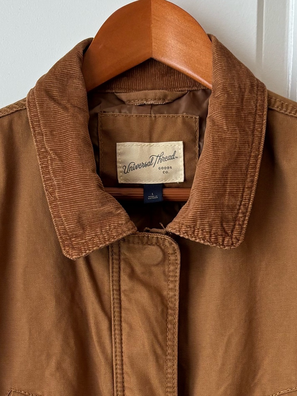 Universal Thread Canvas Barn Jacket Work Coat Corduroy Collar Zip & Snap Close - Picture 3 of 8